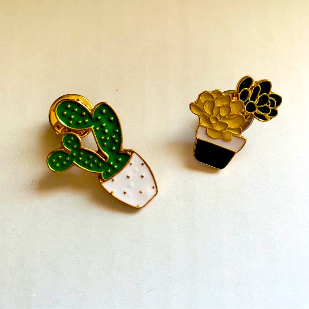 Succulent enamel pin set
